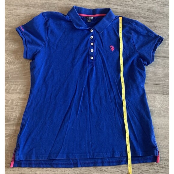 US Polo Assn Blue & Pink Womens SZ XL USPA Collared Cotton Button Top Shirt - Picture 1 of 5